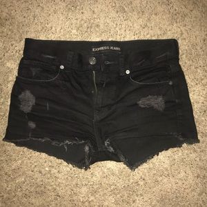 Express black denim shorts